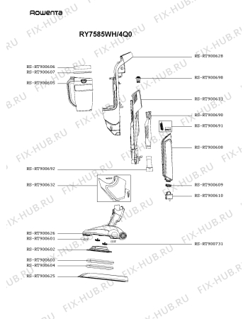 Взрыв-схема пылесоса Rowenta RY7585WH/4Q0 - Схема узла 2P005796.2P2