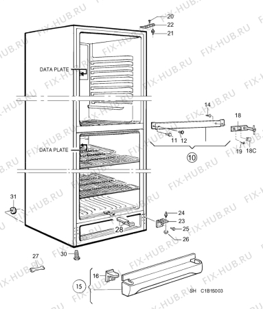 Взрыв-схема холодильника Elektro Helios KFM335 - Схема узла C10 Cabinet