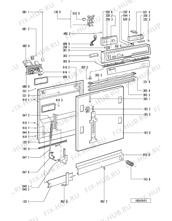 Схема №1 GSI 4743 TW-IN с изображением Обшивка для посудомоечной машины Whirlpool 481245379717