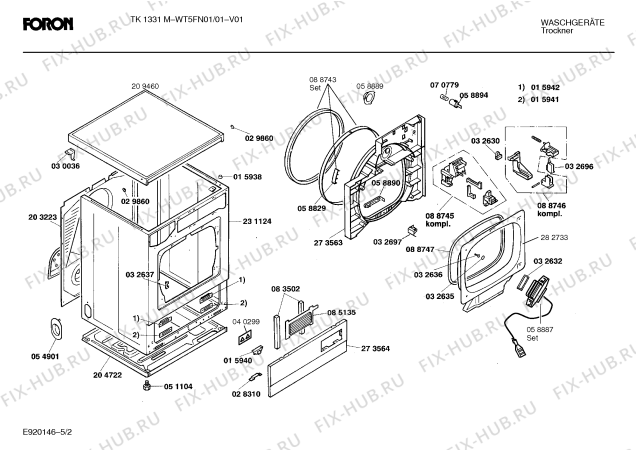 Схема №1 WT4FN01 FORON TA1321F с изображением Крышка для сушилки Bosch 00209460