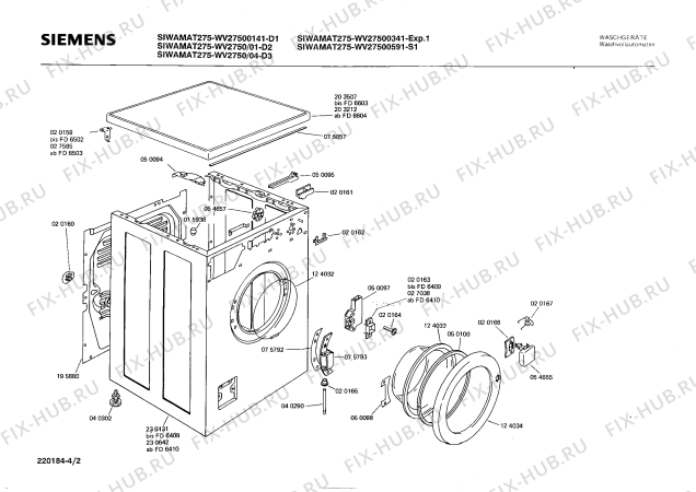 Схема №1 WV285059 SIWAMAT PLUS 285 с изображением Крышка кнопки для стиральной машины Siemens 00026709