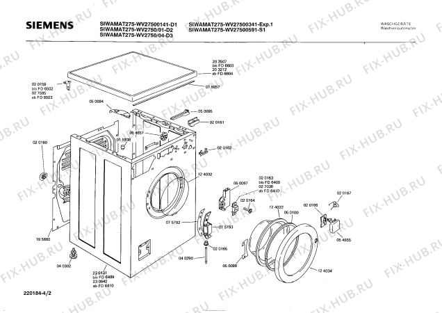 Схема №1 WV27500341 SIWAMAT 275 с изображением Панель для стиралки Siemens 00116959