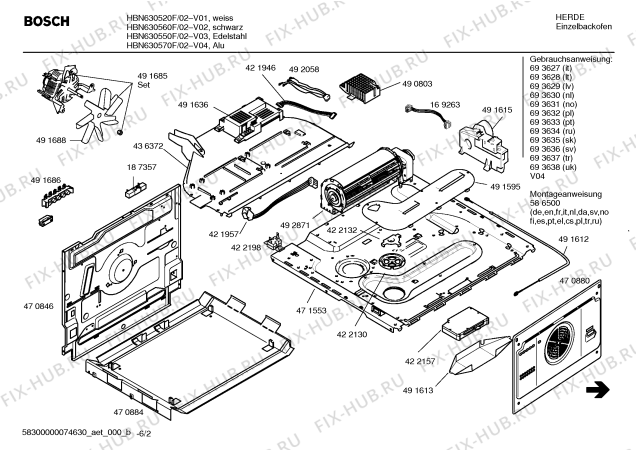 Схема №3 HBN630560F с изображением Панель управления для духового шкафа Bosch 00437979