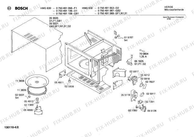 Схема №3 HF0614 с изображением Терморегулятор для микроволновой печи Bosch 00027401