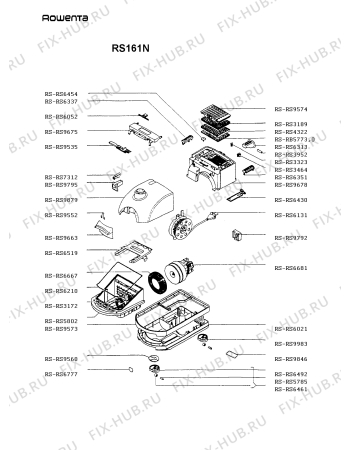Взрыв-схема пылесоса Rowenta RS161N - Схема узла RS161N__.AT1