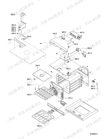 Схема №1 AKP 952 WH с изображением Обшивка для плиты (духовки) Whirlpool 481245359416