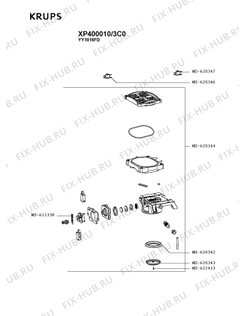 Взрыв-схема кофеварки (кофемашины) Krups XP400010/3C0 - Схема узла GP003378.4P6