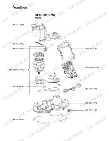 Схема №2 HF805820/702 с изображением Часть корпуса для кухонного измельчителя Moulinex MS-8030000296