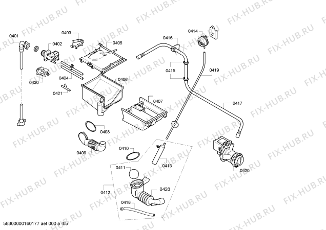 Взрыв-схема стиральной машины Bosch WAE16212TR Maxx 6 VarioPerfect - Схема узла 04