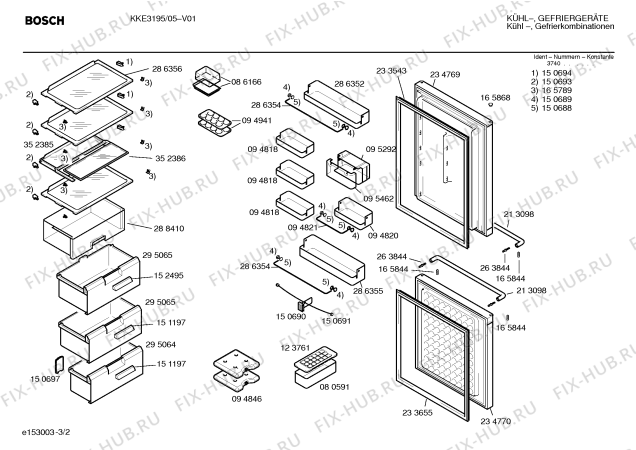 Схема №1 KKE3195 с изображением Дверь для холодильника Bosch 00234770
