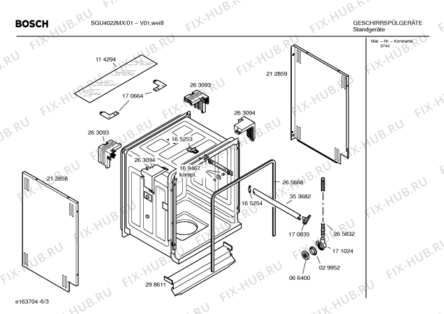 Взрыв-схема посудомоечной машины Bosch SGU4022MX - Схема узла 03