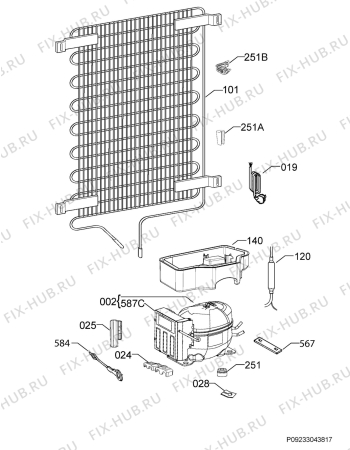 Взрыв-схема холодильника Electrolux IK245SEEV - Схема узла Cooling system 017