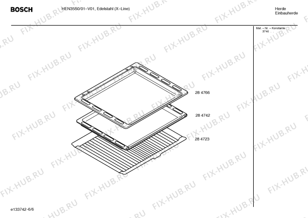 Схема №4 HEN35S0 с изображением Инструкция по эксплуатации для плиты (духовки) Bosch 00527995