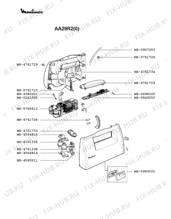 Взрыв-схема блендера (миксера) Moulinex AA29R2(0) - Схема узла 7P000580.3P2