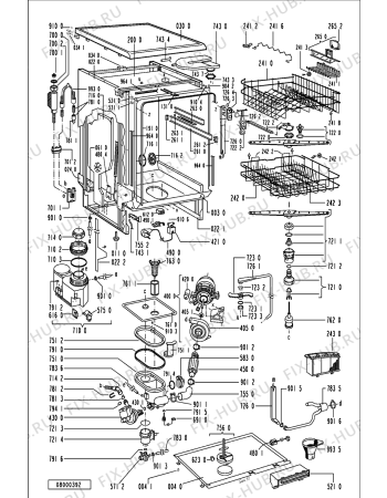Схема №2 ADP 951/1 WH с изображением Панель для посудомоечной машины Whirlpool 481245379867