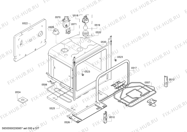 Взрыв-схема плиты (духовки) Bosch HGD74W355R - Схема узла 05