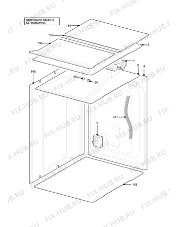 Взрыв-схема плиты (духовки) Electrolux EOD983X - Схема узла H10 Side/Back Panel