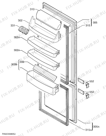 Взрыв-схема холодильника Zanussi ZBB27452SA - Схема узла Door 003