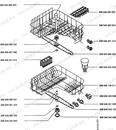 Взрыв-схема посудомоечной машины Zoppas PB76W - Схема узла Section 3