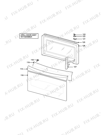 Взрыв-схема плиты (духовки) Electrolux SG506XN - Схема узла H10 Grill door assy