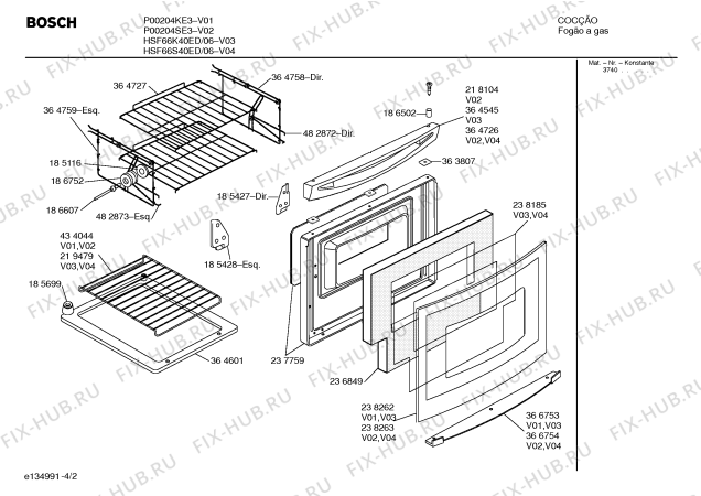 Схема №3 P00204SE3 PREMIUM KLASSE PLUS I с изображением Дверь для плиты (духовки) Bosch 00366729