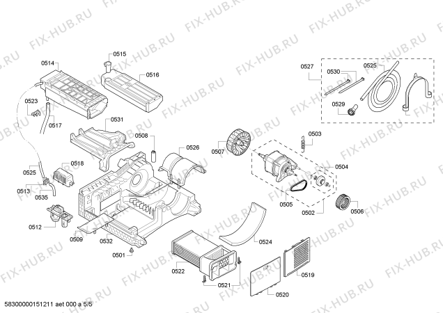 Взрыв-схема сушильной машины Bosch WTE84382FF - Схема узла 05