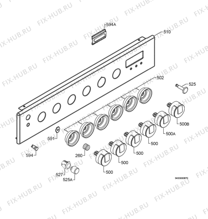 Взрыв-схема плиты (духовки) Electrolux EKK603504X - Схема узла Command panel 037