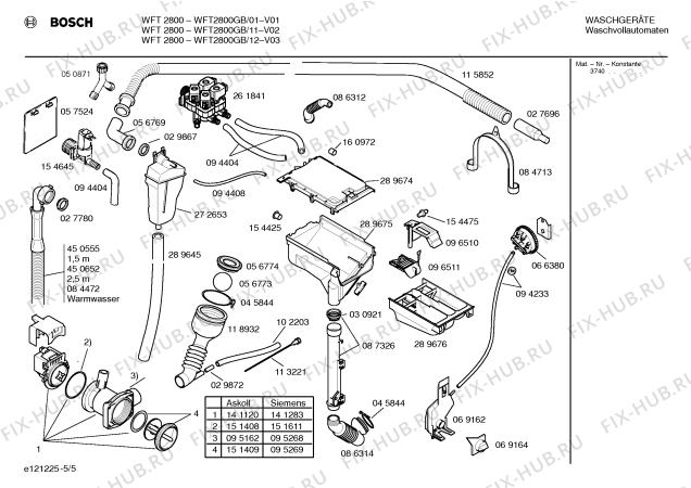 Схема №2 WFK2800 с изображением Инструкция по установке/монтажу для стиральной машины Bosch 00518039