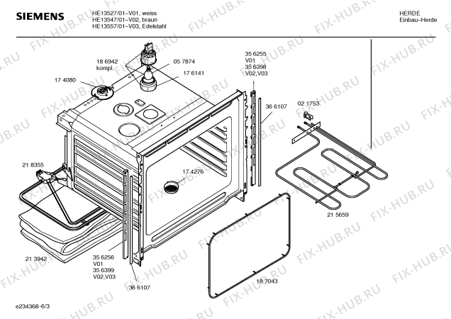 Взрыв-схема плиты (духовки) Siemens HE13527 - Схема узла 03