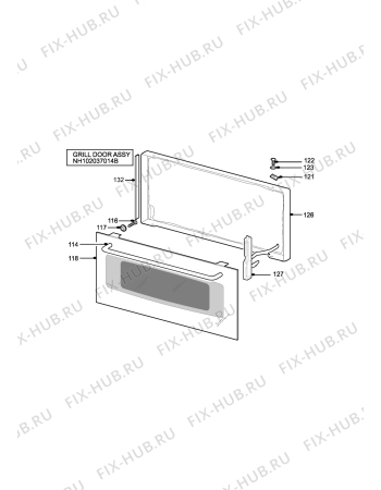 Взрыв-схема плиты (духовки) Tricity Bendix SIE424S - Схема узла H10 Grill door assy