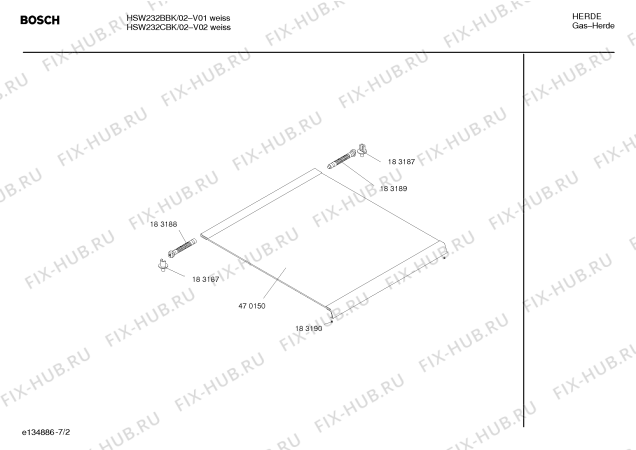 Схема №3 HSW232CBY с изображением Инструкция по установке и эксплуатации для плиты (духовки) Bosch 00585701