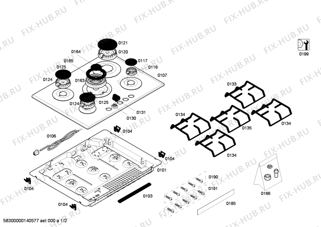 Схема №1 3ETG397B с изображением Варочная панель для духового шкафа Bosch 00683142