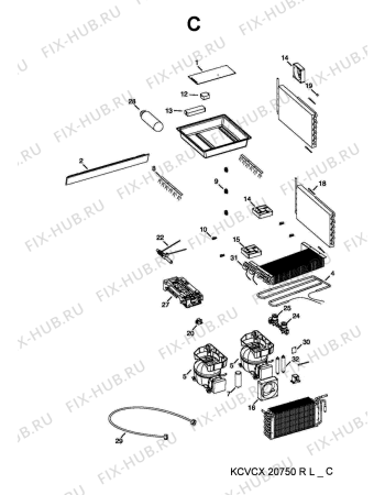 Схема №1 KCVCX20750R (F100244) с изображением Всякое для холодильной камеры Indesit C00417859