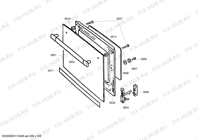 Взрыв-схема плиты (духовки) Bosch HSG205ANE - Схема узла 05