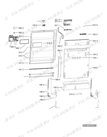Схема №2 ADG 4820 FD с изображением Модуль (плата) управления для электропосудомоечной машины Whirlpool 481010528352