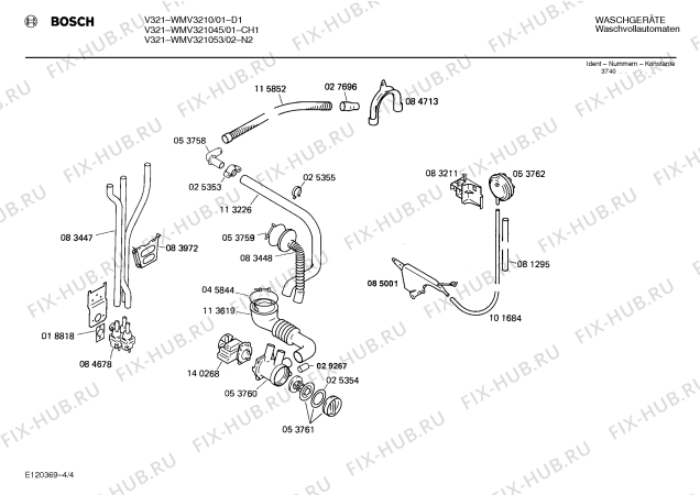 Схема №2 0722044592 V3410 с изображением Таблица программ для стиральной машины Bosch 00085671