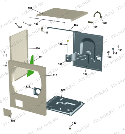 Схема №2 W6451 DK   -White (900003321, WM50DK) с изображением Обшивка для стиральной машины Gorenje 210616
