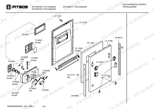 Схема №1 DIF4305 с изображением Вкладыш в панель для посудомойки Bosch 00366652