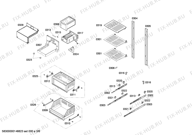 Схема №1 RF411700 с изображением Вставная полка для холодильной камеры Bosch 00679583