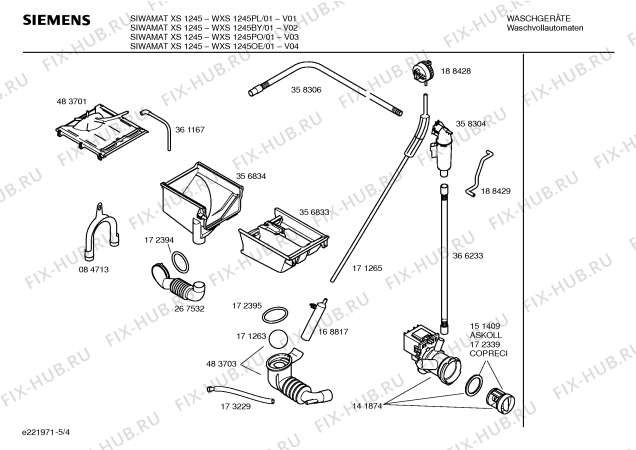 Схема №2 WXS1245BY SIEMENS SIWAMAT XS1245 с изображением Таблица программ для стиралки Siemens 00582621