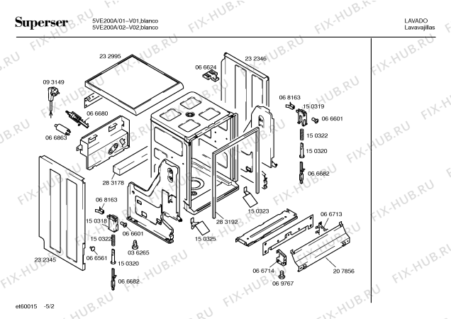 Взрыв-схема посудомоечной машины Superser 5VE200A - Схема узла 02