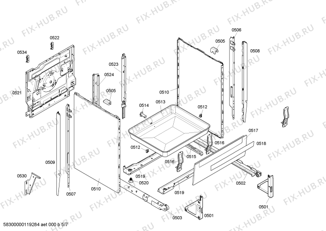 Взрыв-схема плиты (духовки) Bosch HLN454450 - Схема узла 05