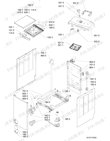 Схема №1 AWE 2315/1 с изображением Обшивка для стиралки Whirlpool 481010556182