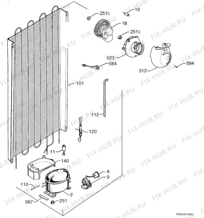Взрыв-схема холодильника Sauter SFVA32 - Схема узла Cooling system 017
