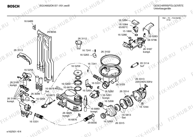 Взрыв-схема посудомоечной машины Bosch SGU4002DK - Схема узла 04