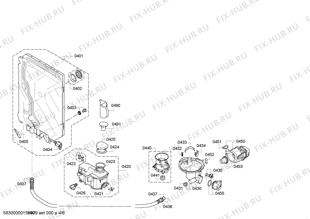Взрыв-схема посудомоечной машины Bosch SBV57E00EU SilencePlus - Схема узла 04