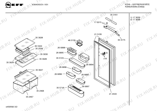 Схема №1 K5615X4 с изображением Дверь для холодильника Bosch 00215195