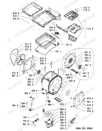 Схема №1 EV 955 с изображением Обшивка для стиралки Whirlpool 481245211067