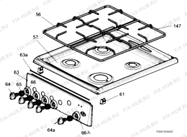 Взрыв-схема плиты (духовки) Electrolux EKK510102W - Схема узла Section 4