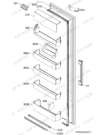 Взрыв-схема холодильника Electrolux ERX3313AOX - Схема узла Door 003